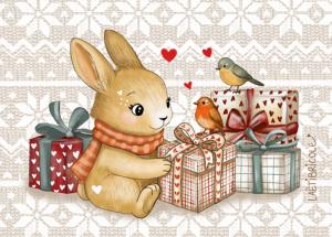 Carte canson le lapin et ses cadeaux
