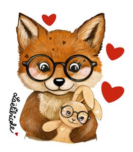 Transfert renard à lunettes et son lapin