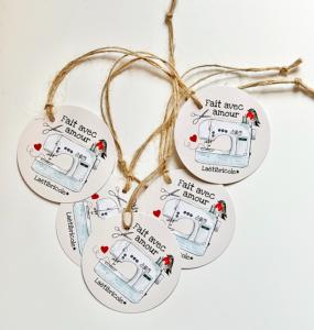 Lot de 5 étiquettes cartonnées "Fait avec amour"