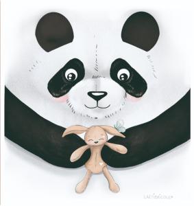 Coupon coussin panda gros plan